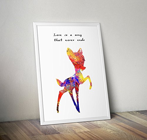 Bambi inspirierte Aquarell Poster - Zitat - Alternative TV/Movie Prints in verschiedenen Größen (Rahmen nicht im Lieferumfang enthalten)