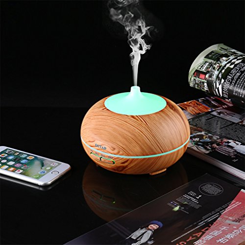 Aroma Diffuser OUTAD 300ml Wohltuend Holzmaserung Luftbefeuchter mit 7 Wechselfarben, Einstellbarer Nebelausstoß, Automatische Abschaltung und Niedrigwasserschutz, Aroma humidifier Duftzerstäuber Diffusor ätherisches Öl Diffusor Duftlampe EU für Aromatherapie, Yoga, Salon, Spa, Wohn, Schlaf, Bade oder Kinderzimmer Hotel etc - 8
