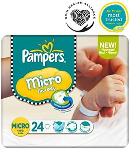 Pampers Micro New Baby Nappies Size 0 Carry Pack - 24 Nappies - Pack of 6