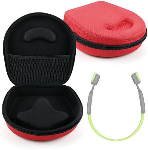 DURAGADGET Hard 'Shell' EVA Headphone Pouch Case (Red) - Compatible with AfterShokz Trekz Titanium Headphones