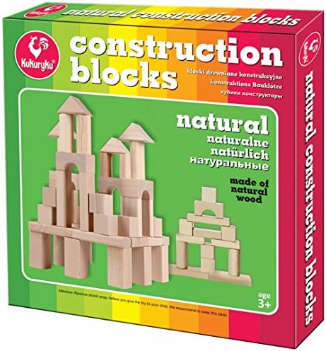 Kukuryku Kukuryku0536 29 Pieces Wooden Construction Blocks, Natural, Multi-Color