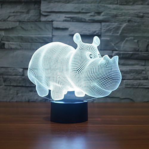 Illusion 3D Light - Toproad LED Night Light 3D Table/Desk Lamp Bedroom Deco Light Art Sculpture Changeable Unique Light(Animal) (Hippo)