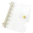 NatSumeBasics A7 Binder Cover Clear PVC Gold 6 Ring Budget Snap Button Closure Loose Leaf Folders Refillable Soft Notebook Shell Protector (A7, Gold)