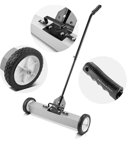 magnetische veegmachine met wielen, 43 cm, 4,5 kg draagvermogen, magnetische borstel met verstelbare handgreep, voor het opzuigen van spijkers en schroeven, reiniging van garages en dakprojecten. | NL
