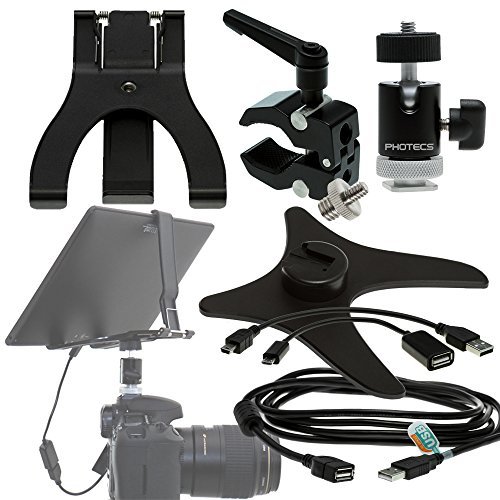 Photecs® Tablet an DSLR Adapter Set "Pro V1" (9-teiliges Set aus Qualitätskomponenten), +++ Fernsteuerung von Canon und Nikon DSLR über Smartphone o. Tablet +++