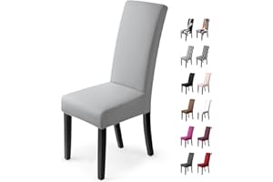 BALLADHOME Pokrowce Na Krzesła Do Jadalni 2 Sztuki Elastyczny Pokrowiec Na Krzesło Uniwersalne Pokrowców Na Krzesła Zdejmowane Nowoczesne Do Kuchni Restauracji Hotelu Na Wesele (2 Sztuki, Jasnoszary)