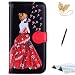 Produktbild iPhone 8 Handyhülle,iPhone 7 Hülle,TOUCASA Brieftasche flip PU leder ledercase magnet leder klappbar Hülle etui tasche 360 grad Karte Halterung Kartenfächer extra Dünn Klapphülle Mädchen im roten Rock für Apple iPhone 8/iPhone 7Schwarz+ Gratis Touch Stylus Pen & Staubstecker