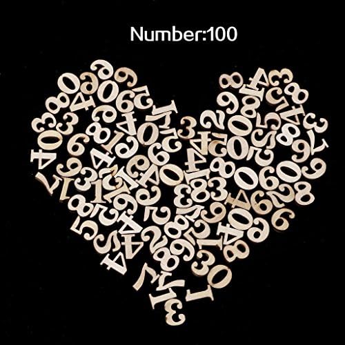 Deaum 100Pcs Wooden Buttons Set 0-9 Numbers Embellishments Shape, DIY Scrapbooking Card Making Craft