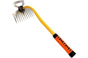Qianly Rastrello per diserbo da giardino Estrattore per erbacce con manico in gomma Rastrello per rimozione diserbo Sarchiatore manuale per coltivare