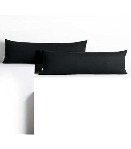Moon Lot 2 Housses Traversin Jersey Coton 40x200 Cm – Bleu Foncé – Fermeture Éclair – Certifié Öko-Tex – Coussin Allaitement
