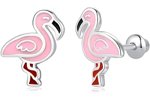 TIZU Boucles d'oreillesen Argent Sterling 925 pour Enfant Fille Femme, Boucles d'oreilles Animaux Hypoallergéniques Avec Dos de À Vis Sécurité Bijoux cadeaux