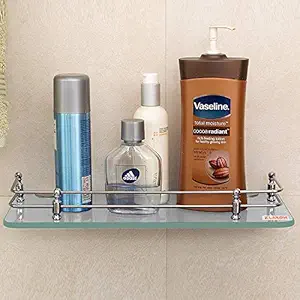 Klaxon Premium Transparent Glass Shelf for Bathroom/Wall Shelf/Storage Shelf (15x6 Inches)