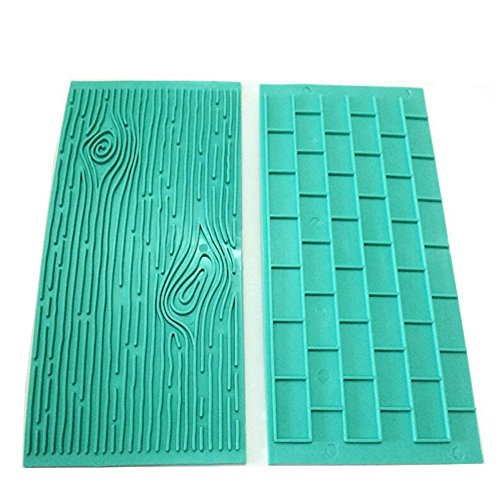 2/Set Textur Silikon Form, Baum Rinde + Brick Wall Muster Silikon Backmatte Fondant Kuchen dekorieren Tools Bakeware Pad geprägt Backform Küche Supplies - 3