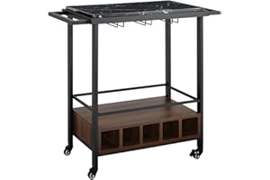 Walker Edison Wine Glass and Bottle Kitchen Storage, Stone Metal Wood, Marble, 86.36 cm