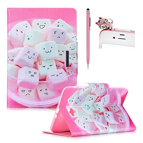 für Samsung Galaxy Tab A 10.1 Hülle Leder Emoji Zuckerwatte Muster,SKYXD [Auto Schlaf/Wach Funktion] PU Folio Klappbar Schutzhülle [Standfunktion/Brieftasche Kartenfach/Magnet] Klapphülle mit [Katze Handyanhänger + Eingabestift] 3 in 1 Zubehör Handy Tasche Etui for Samsung Galaxy Tab A 10.1 Zoll T580N T585N Bookstyle Flip Case Leather Cover With [Stylus and Dust Plug]