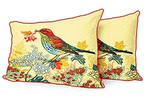 DreamVio Jute Fabric Printed Decorative Pillow/Throw/Cushion Covers for Living Room, Bed Room, Sofa,Chairs,Pillow Cases, Pillow Covers Set of 2, Size 12x18 Inches Style76