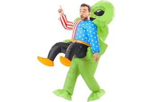 Rafalacy Alien Costume for Adult Inflatable Alien Carrying Human Costume Blow up Alien Halloween Suit Inflatable Space Fancy Dress up