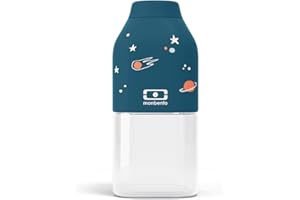monbento - Petite Bouteille d'Eau MB Positive S Cosmic 330ml - Petite Gourde Hermétique pour Enfant Idéal pour Ecole et Parc - Sans Bpa - Motifs Planètes, Etoiles - Bleu