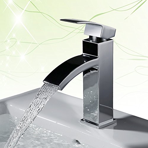 Homelody Chrom Wasserfall Armatur Bad Wasserhahn Einhebel Mischbatterie Badarmatur Waschtischarmatur Waschbeckenarmatur Einhebelmischer Waschtischbatterie für badzimmer