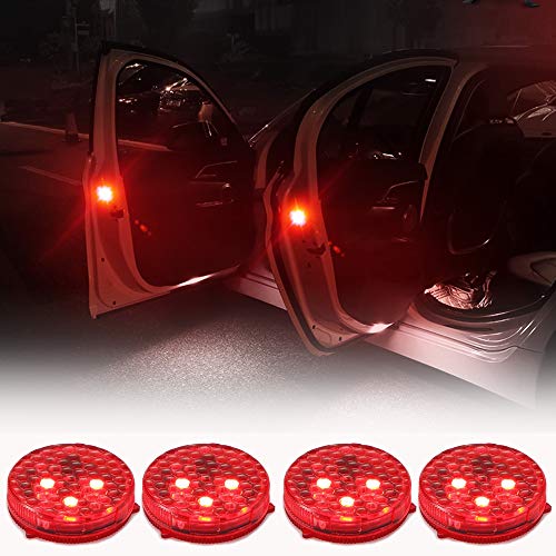 Luces de Advertencia de la Puerta del Coche, Luces de Seguridad LED Abiertas con Rojo Estroboscópico Intermitente Magnético Luces de Advertencia de Seguridad Encendido/Apagado Automático(Paquete de 4)