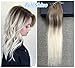Produktbild Full Shine Clip in Extensions Halbperucke Haarverlangerung Haarverdichtung Haarteil 3/4 Perucke Glatt One Piece Farbe #8/60 14zoll/35cm