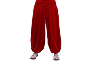 SAVARI | Pantalón Bombacho | Modelo Aladin | Pantalones Harem | con Estilo Oriental, Ancho, Largo y Cómodo | Ideal para Yoga | Mujer y Hombre | Lisos | Gris, Blanco, Vino, Negro, Azul Marino | S-3XL
