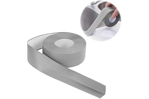 IVEOPPE Joint Salle de Bain - 6m*32mm Bande Etancheite Autocollante en PVC, Plinthe Souple Autoadhésive, pour Baignoire, Salle de Bain, Cuisine, Anti-moisissure, Calfeutrage (Gris)