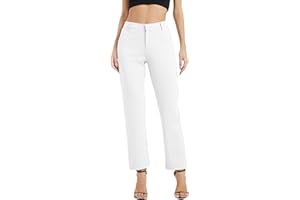 EXCHIC Mujeres Casual Comercio Rectas Piernas Trabajo Elástica Cintura Traje Pantalones con Bolsillos