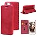 Produktbild VemMore iPhone 7 Hülle iPhone 8 Hülle Handyhülle Schutzhülle Leder PU Wallet Flip Book Case Bumper Lederhülle Ledercase Klapphülle Ultra Slim Dünn mit Kartenfach Standfunktion Klappbar Magnetisch Silikon Tasche Cover - Rot