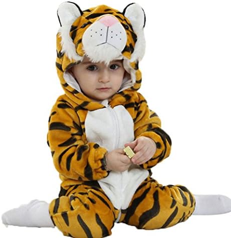 Amazemarket 0-3 Years Romper Outwear Jumpsuit Set Sleepshirts Cute Animal Climb clothes Baby Infant Snowsuit Autumn Winter Flannel Costumes (0-6months 59-66cm, tiger)