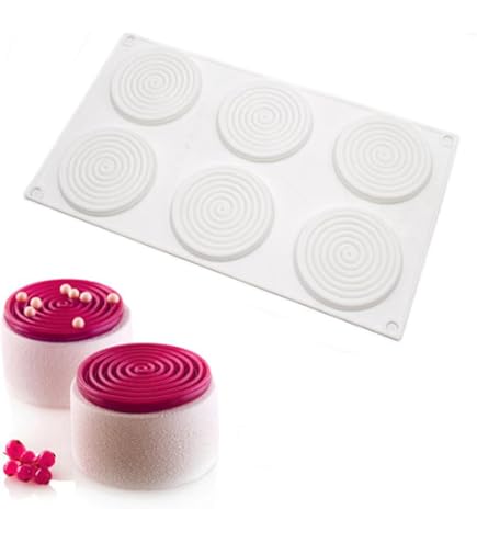 Mini stampo rotondo a spirale in silicone a forma di disco per formaggio, lecca-lecca, strati, cioccolato, sapone, candele, glassa, tortiere con 15 cavità, diametro 5,1 cm