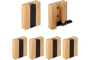 JSVER Kleiderhaken 6 stück Bambus Haken Garderobenhaken Wand Moderne Garderobenleiste Holz Faltbarer für Jacken, Mäntel, Schals, Handtaschen und Mehr, Holz