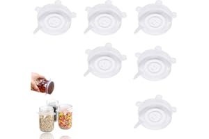 YITOBICI Tapas de silicona elásticas para tarros, tazones, vasos y fruta, transparentes, 9 cm, 6 unidades