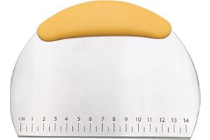 HZAOPZE 1 pcs Raspador de Pasta y Queso de Acero Inoxidable Cortador de Pizza de Pastel Utensilio de Cocina con color naranja Mango de Caucho, 6 pulgadas