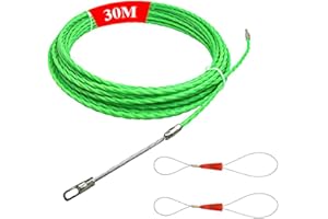 YANGUN 30M Aiguille Electricien, Tire Fils Electrique, Tire fil électriques 4.5mm, Tire Fils Electricien Aiguille Avec 2 ressorts de guidage, Tire fil electrician