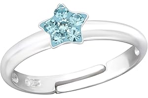 Goldene Hufeisen Kinder Ring 925 Echt Silber Mädchen Fingerring Emaille Kristalle Verstellbar