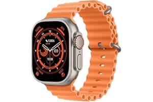 QflFdetall 2023 NUOVO UItra Smart Watch Ultra Series8 Smartwatch 49mDonna Bluetooth Chiamata Impermeabile Wireless Ricarica Bracciale Fitness(Arancione)