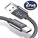 Price comparison product image USB Type C Cable,[2 Pack]Snowkids USB C Data Sync Lead -6.6ft/2m Nylon Braided Fast Charging Cable for Samsung Galaxy Note 8,S8/S8+,Nexus 6P,Sony Xperia XZ,Google Pixel,Huawei P10 P9 OnePlus 2(Grey)