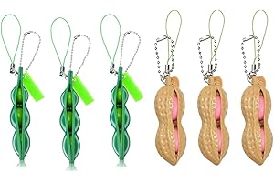 MiaLover 6 Stück Squeeze Toys Edamame Erdnuss Bean Bohne Bohne Anhänger Schlüsselanhänger Squeeze Toys Squeeze Anhänger Squeeze Lustige Gadgets Reduziert Angst und Stress für Handy Kette
