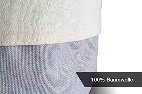 HEYNNA Premium Brotkorb Stoff – Brötchenkorb als Aufbewahrung von Toastbrot, Brötchen, Gebäck und Brot – 100% Baumwolle rund 20cm Ø (grau / creme) - 4