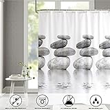 SHU UFANRO Duschvorhang Polyester aus Stoff Wasserdichter Duschvorhang Mit Verstärktem Saum Waschbarer Textil Duschvorhang in der Größe 180cm x 180cm (Grau Pebble)
