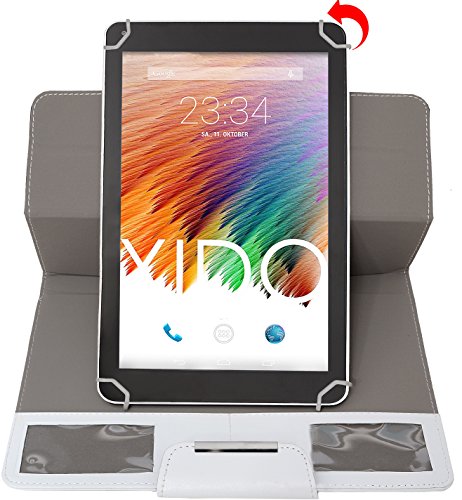 Tablet Pc Tasche für XIDO 7 Zoll Universal Tasche, Aufstelltasche, Schutztasche, Schutzhülle, Hülle, Aufstell und Drehfunktion, Android Kitkat, X111, X112, X110 (7 Zoll Weiß)