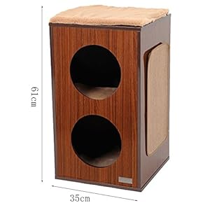 HTZ Cat's Climbing Frame Buco di Gatto Giocattoli per Gatti Doppio Foro Rotondo Letto Cat Legno Cioccolato Pet Letto Cat…