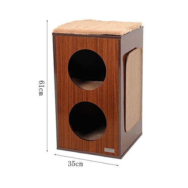 HTZ Cat's Climbing Frame Buco di Gatto Giocattoli per Gatti Doppio Foro Rotondo Letto Cat Legno Cioccolato Pet Letto Cat…