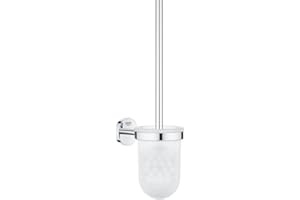 GROHE Start Cosmopolitan, Toilettenbürstenset WC ohne Bohren (Klobürste mit Halter, Wandmontage, zum Kleben oder Bohren geeignet, Kleber separat kaufen, mit Schrauben und Dübel), chrom, 41169000