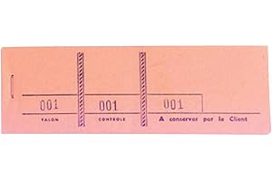 Exacompta - Réf. 96404E - Paquet de 10 blocs passe-partout pour manifestations, expositions, kermesses, loteries, tombolas - 100 feuillets détachables 3 coupons numérotés - Format 4,8 x 15 cm - Rose