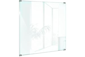 Tulup Panneaux pour la Cuisine 60x60 cm Anti-éclaboussures Transparent 4mm d'épaisseur Crédence de Cuisine Verre Trempé Float Plaque en Verre Montage Mural de Fixation Inclus