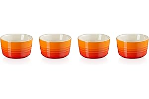 Le Creuset Set de 4 Mini Ramequins Ronds en grès émaillé, 100 ml, Volcanique, 79109100900000