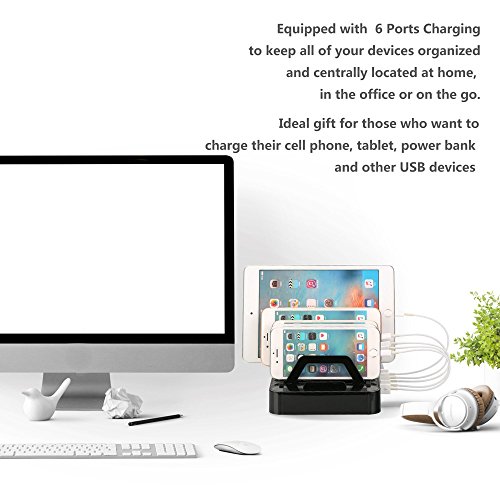 Ladestation, AOLOX 6-Port USB Desktop Ladegerät Organizer für USB-Charged Gerät - 9
