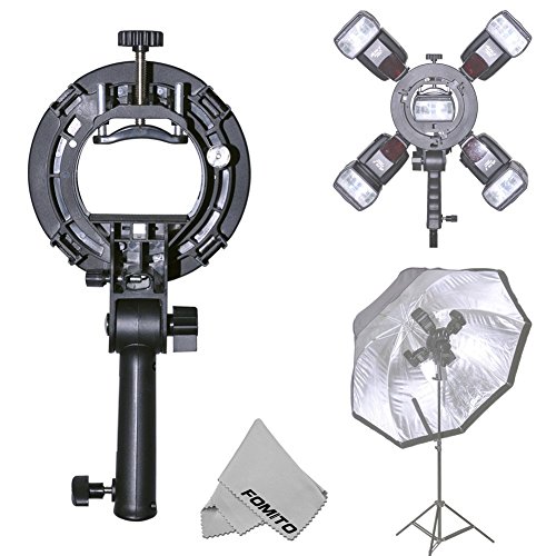 Manija del soporte para flash Fomito SIII con adaptador de montaje en zapata 4 Speedite frío para el soporte Bowen Softbox; plato de belleza, panal, rejilla, reflector paraguas